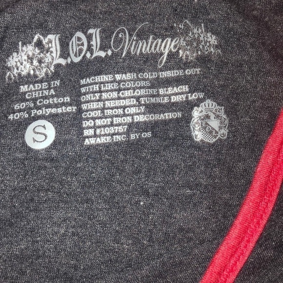 L.O.L Vintage “Believe” Gray & Red Graphic Baseball 3/4 Sleeve Shirt Size Small - Picture 9 of 9